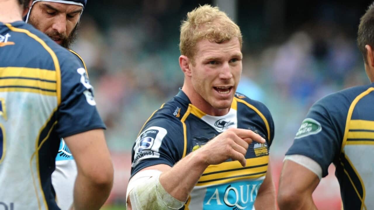 Brumbies' David Pocock during the Round 6 Super Rugby match between the NSW Waratahs and the ACT Brumbies at Allianz Stadium in Sydney, Sunday, March 22, 2015. (AAP Image/Joel Carrett) NO ARCHIVING, EDITORIAL USE ONLY