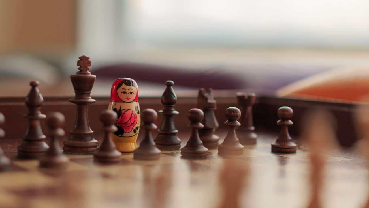 "Matreshka in a Chess game in Stavanger Airport, Norway" by valerian.guillot is licensed under CC BY 2.0