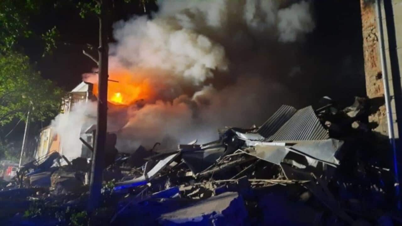 Russian troops have shelled Kharkiv using artillery for the second time in a day, with the city's Kyivsky district being under attack.jpg