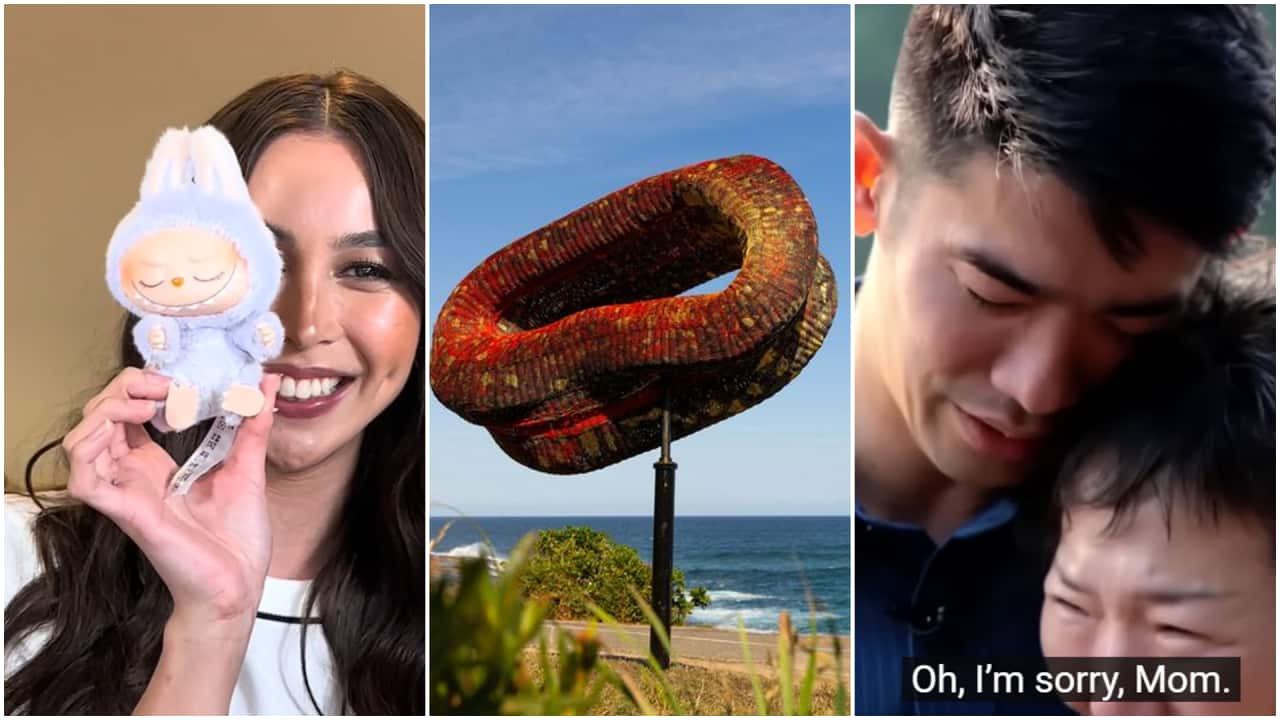 Celebrities like Julia Barreto are jumping into the Labubu plush toy accessory trend, over 100 artworks are featured in this year's Sculpture by the Sea in Bondi, and Filipino policeman Julius Manalo has finally found his Korean mum after 31 years of searching.