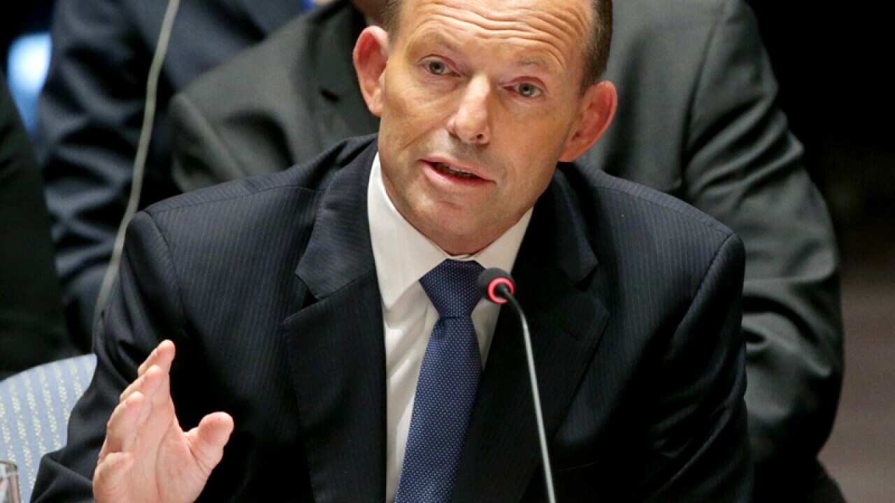 Tony Abbott during a UN Security Council meeting in New York