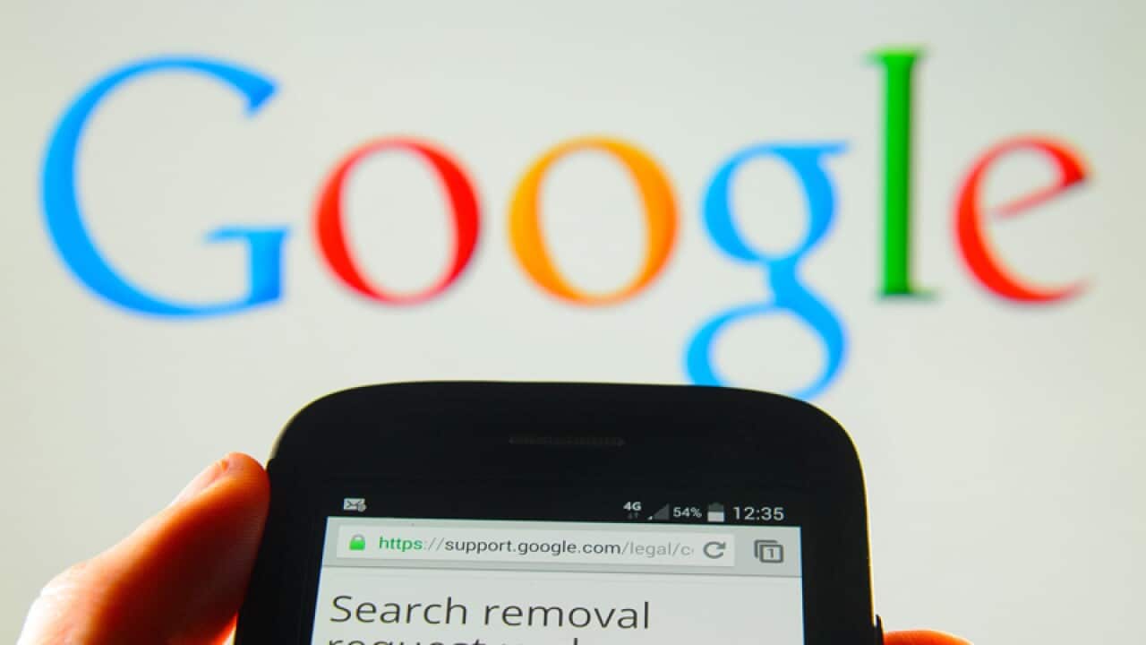 A Google search removal request on a smartphone