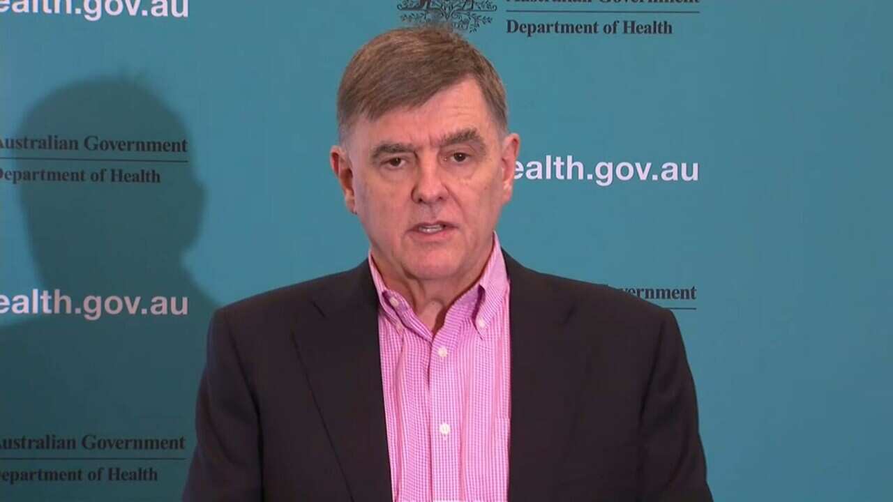Chief Medical Officer Brendan Murphy at press conference (SBS)