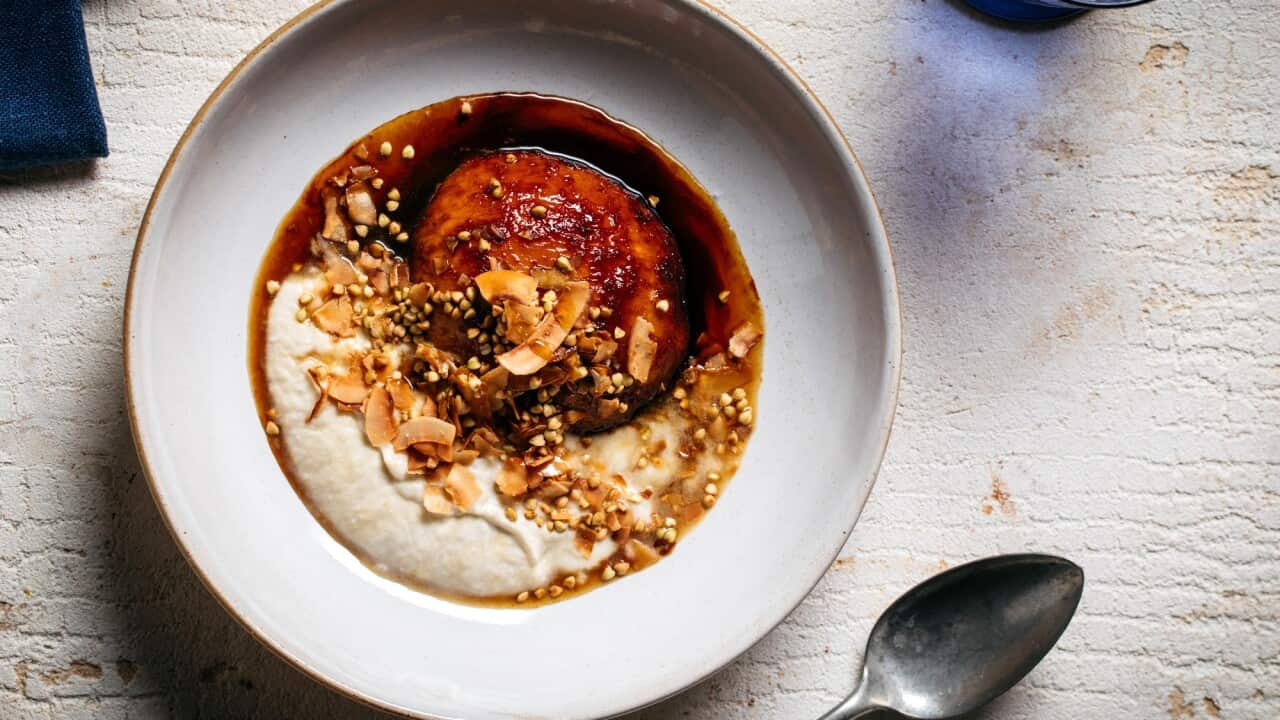 Roasted mango with whipped coconut