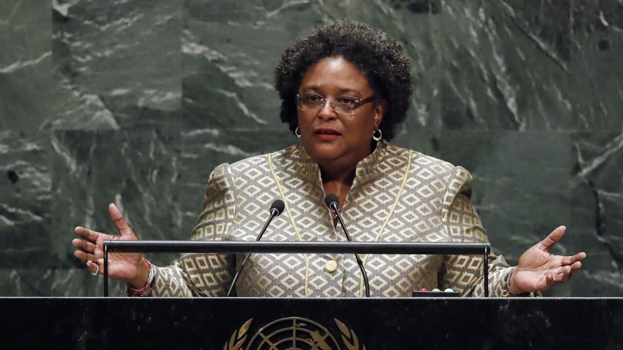 The Prime Minister of Barbados, Mia Mottley (AP)