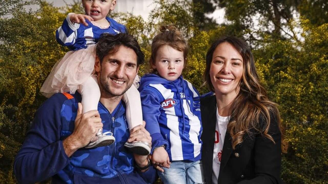 North Melbourne Kangaroos player Jarrad Waite with his family