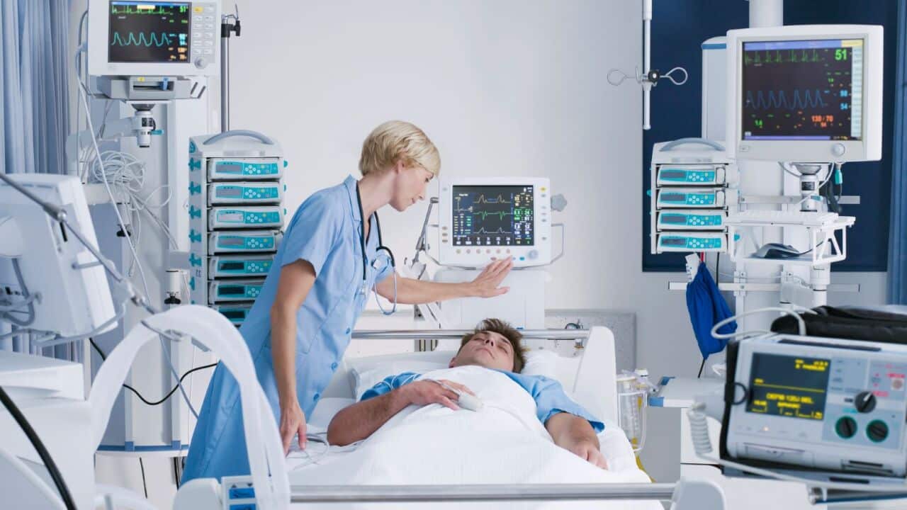 A patient in intensive care