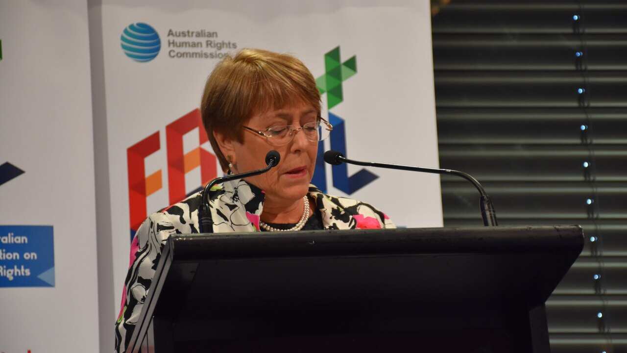 Michelle Bachelet talks in Sydney on Tuesday.
