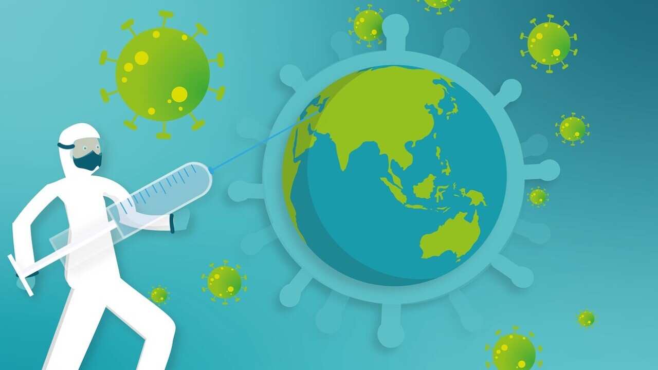 Vaccinating the world with COVID-19 vaccine concept
