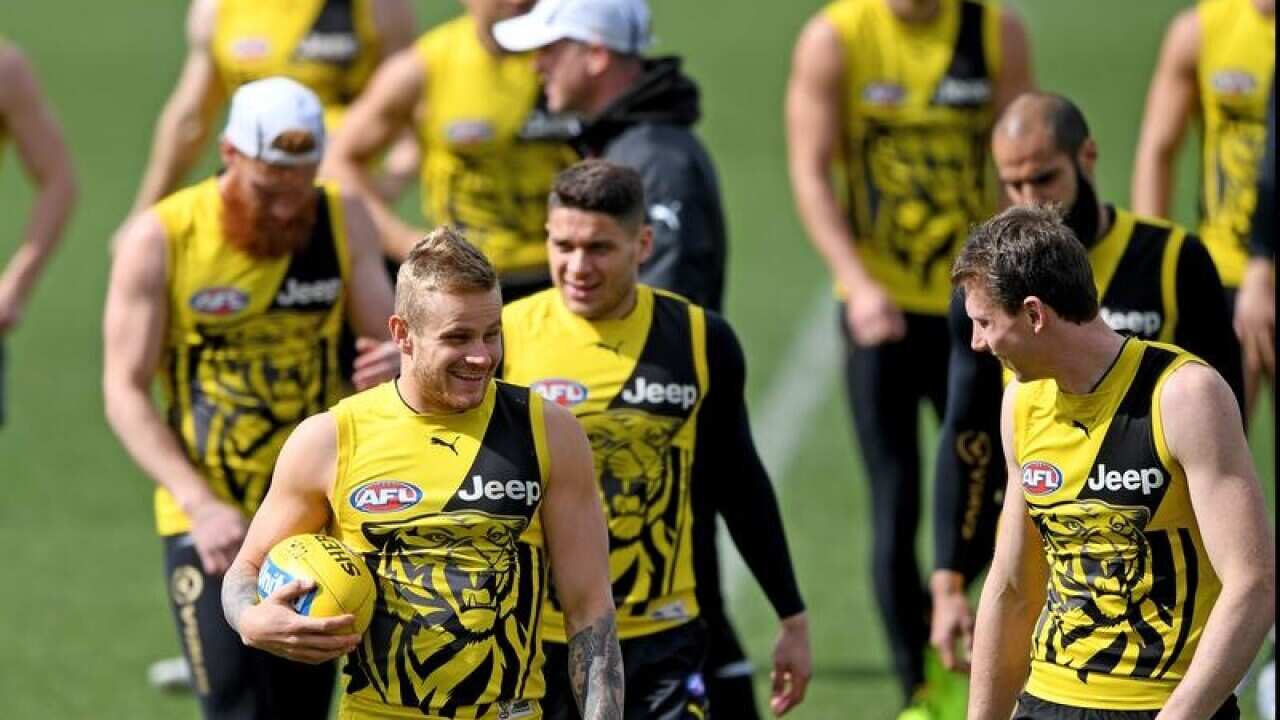 Richmond AFL players at training