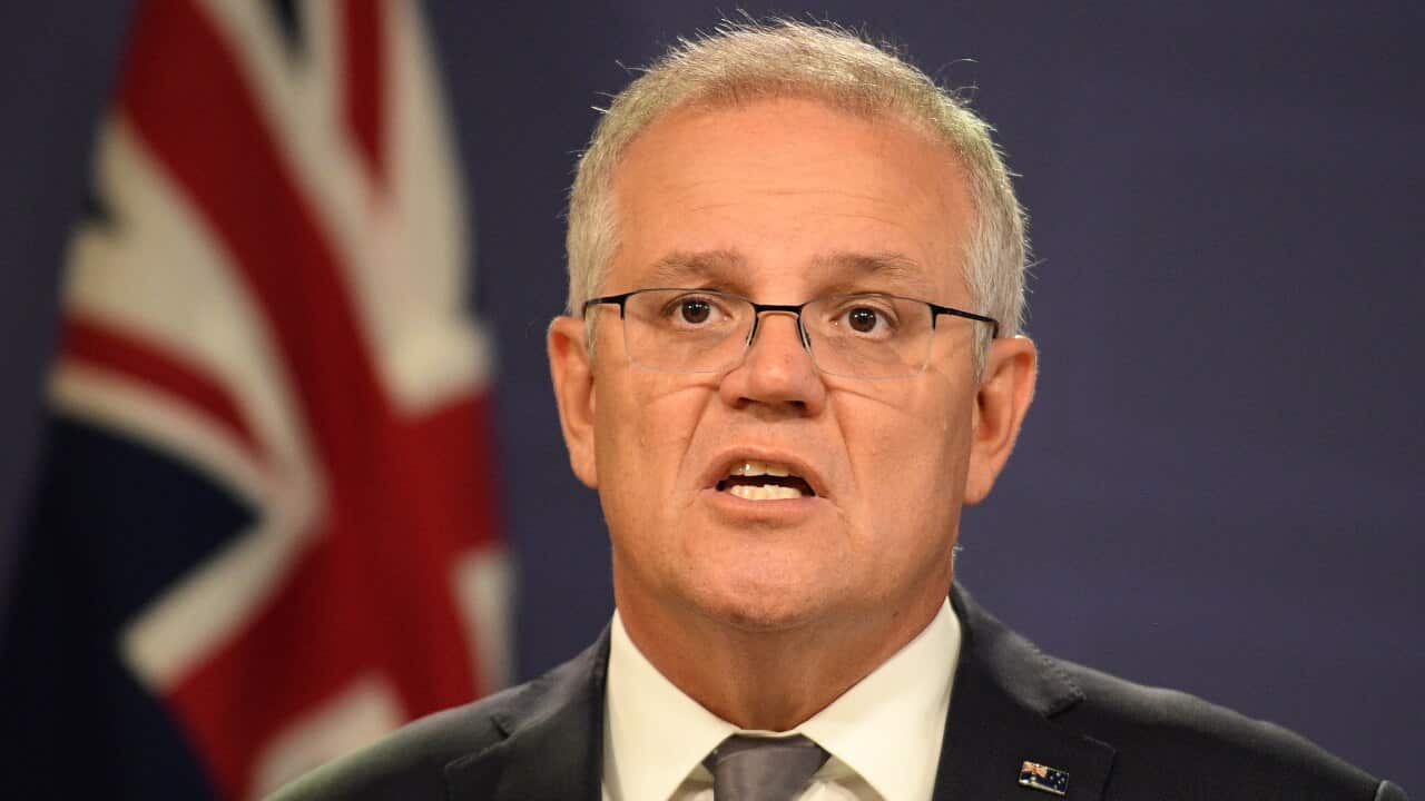 Prime Minister Scott Morrison addresses the media during a press conference in Sydney.
