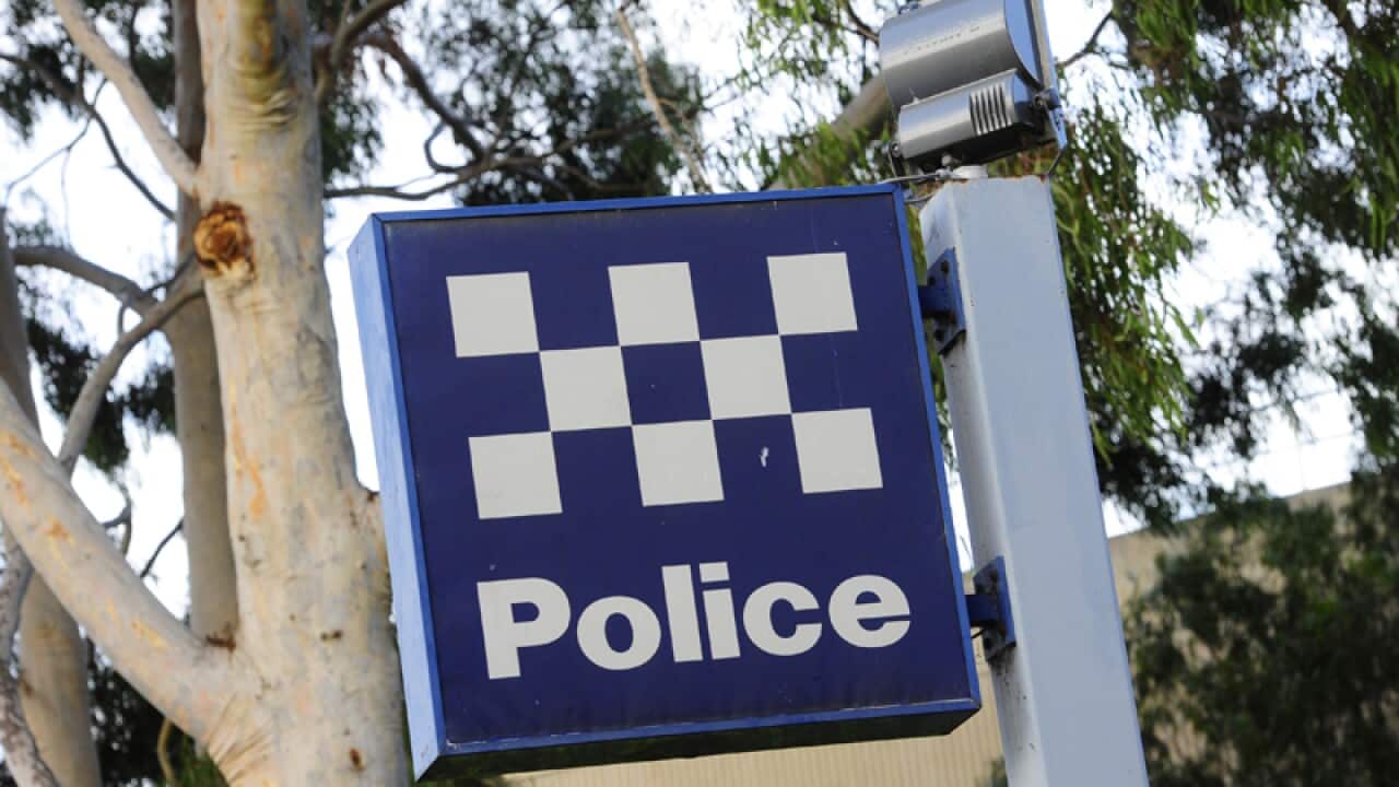 Police station sign.