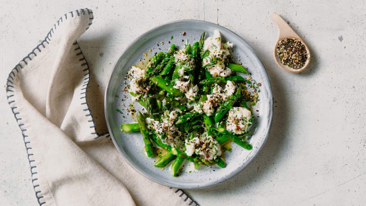 Asparagus, crab and togarashi