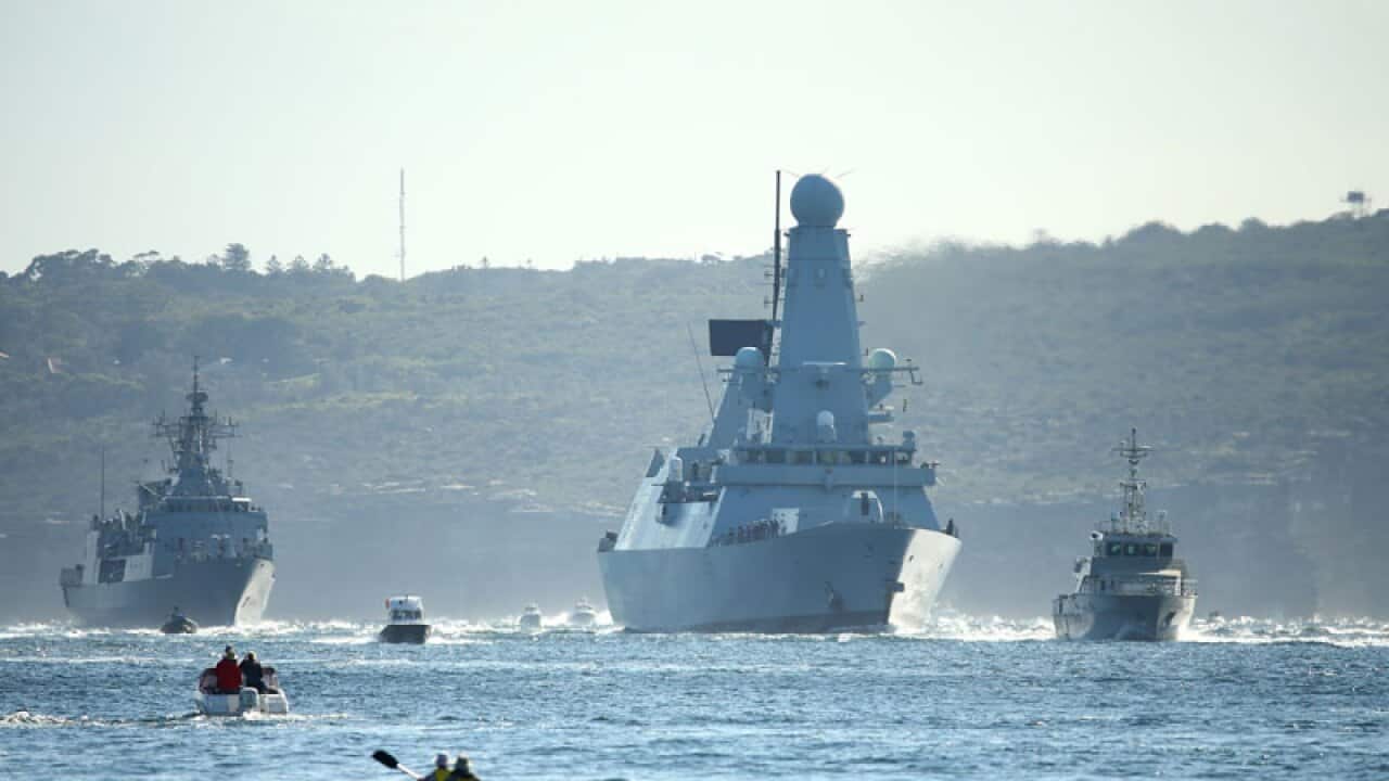 HMS Daring arrives in Sydney Harbour. Image: Getty