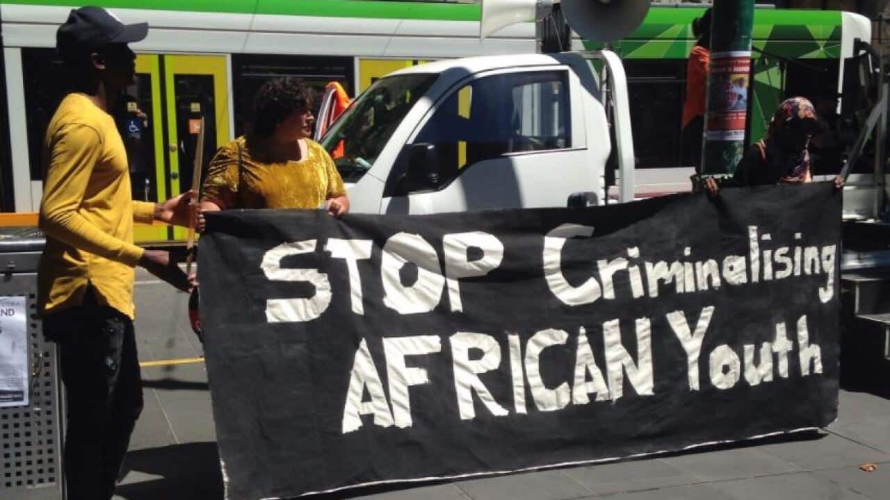 The rally was held to oppose racism against the African community in Melbourne.