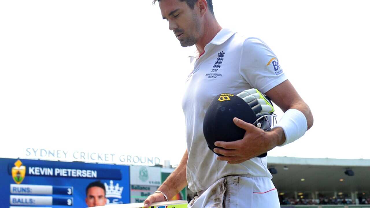 Kevin Pietersen makes his way to the pavilion during the ashes