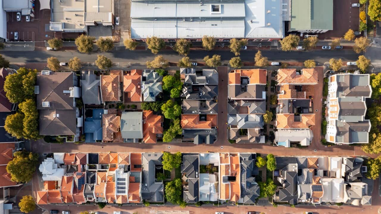 Aerial View from waterfront residential area in East Perth.