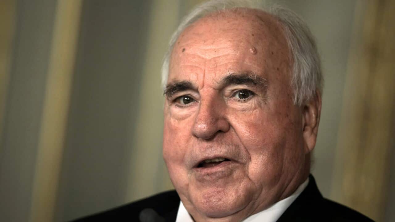 Former German chancellor Helmut Kohl speaks during an interview in Wiesbaden in 2010.