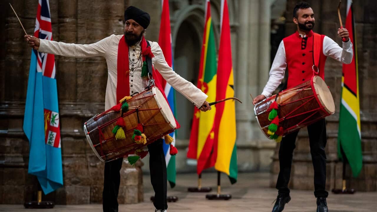 The Dhol Foundation drummers during the BBC's Celebration for Commonwealth Day