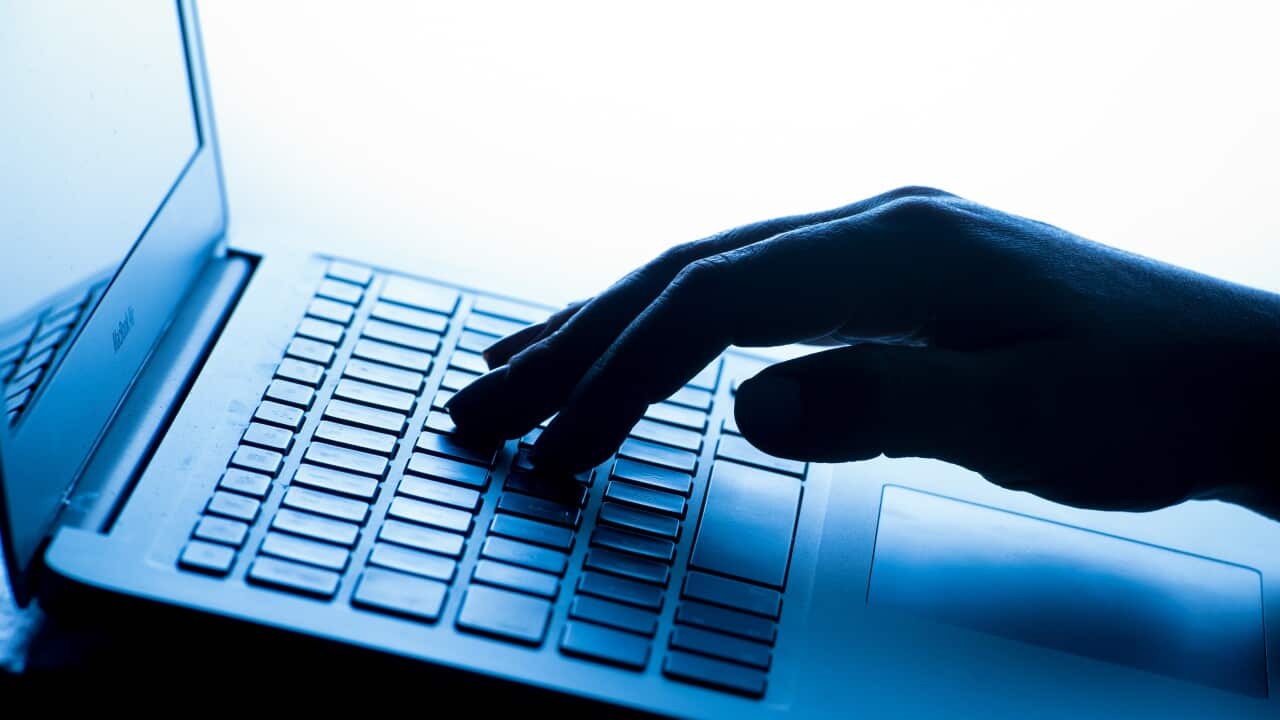 A person using a laptop