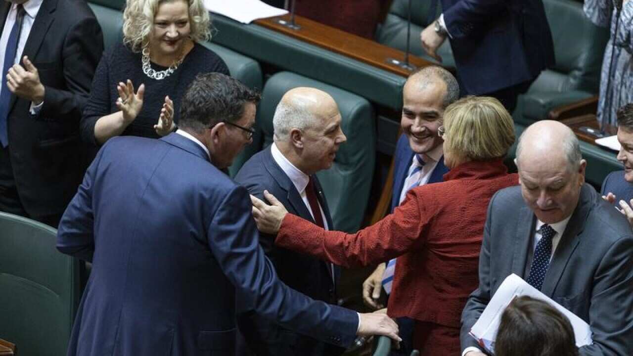 Victorian Treasurer Tim Pallas at Parliament House in Melbourne