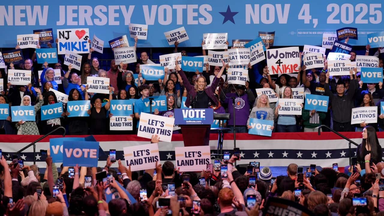 A Democrat campaign event in Newark, New Jersey in November 2025 (Getty)