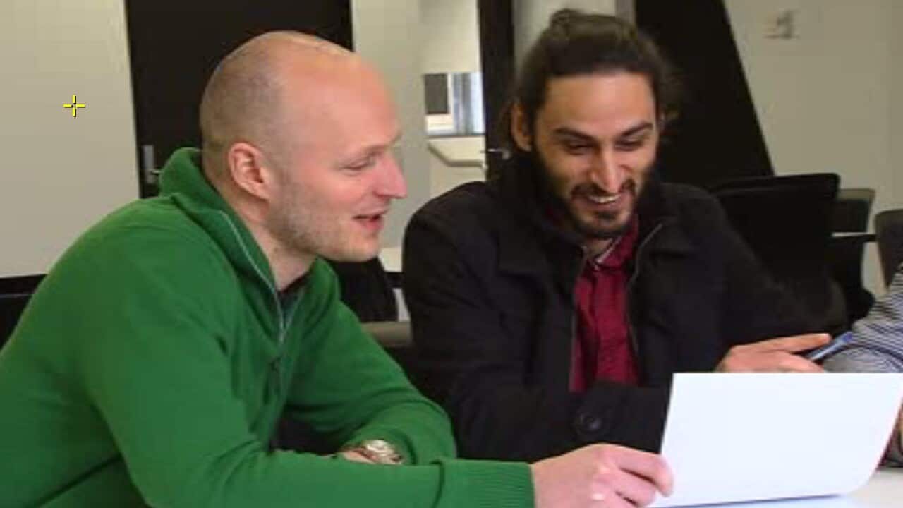 John Tsartsaflis and Dr Phillip Bade are math scholars at La Trobe University. (SBS)