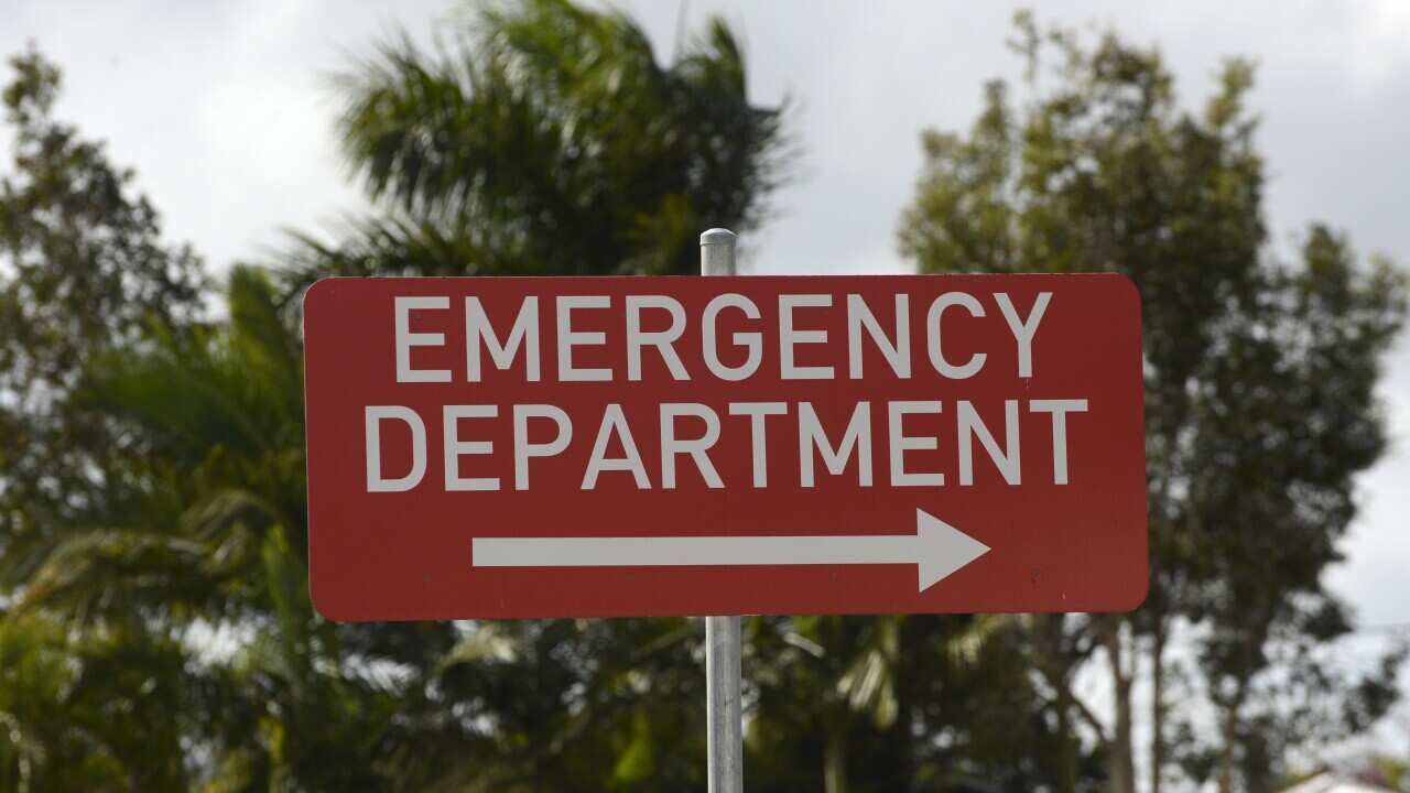 An Emergency Department sign at Rockhampton hospital in Rockhampton, Queensland, Tuesday, July 16, 2013. (AAP/Dan Peled) 