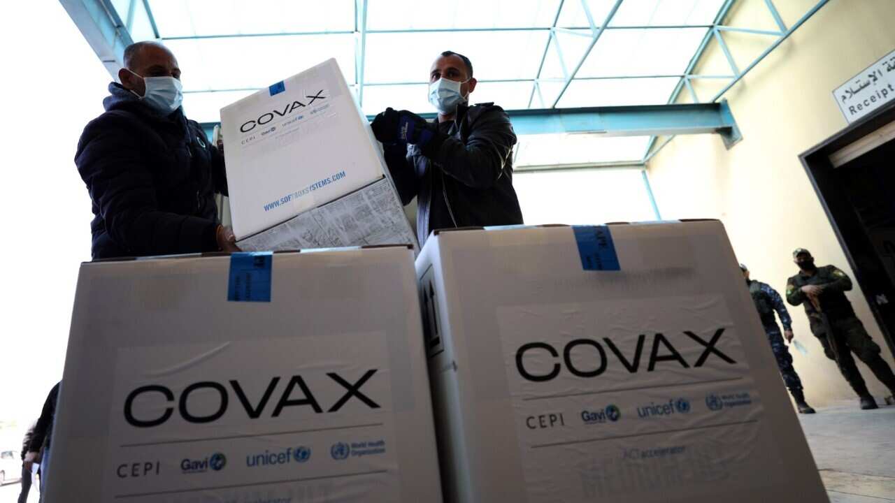 Boxes of COVID-19 vaccines (Xinhua - Ayman Nobani via Getty Images)