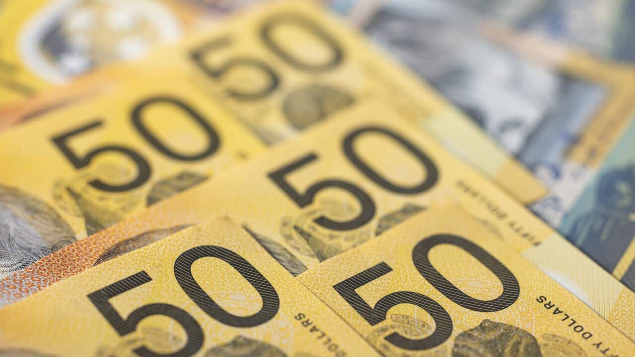 Close-up of $50 notes