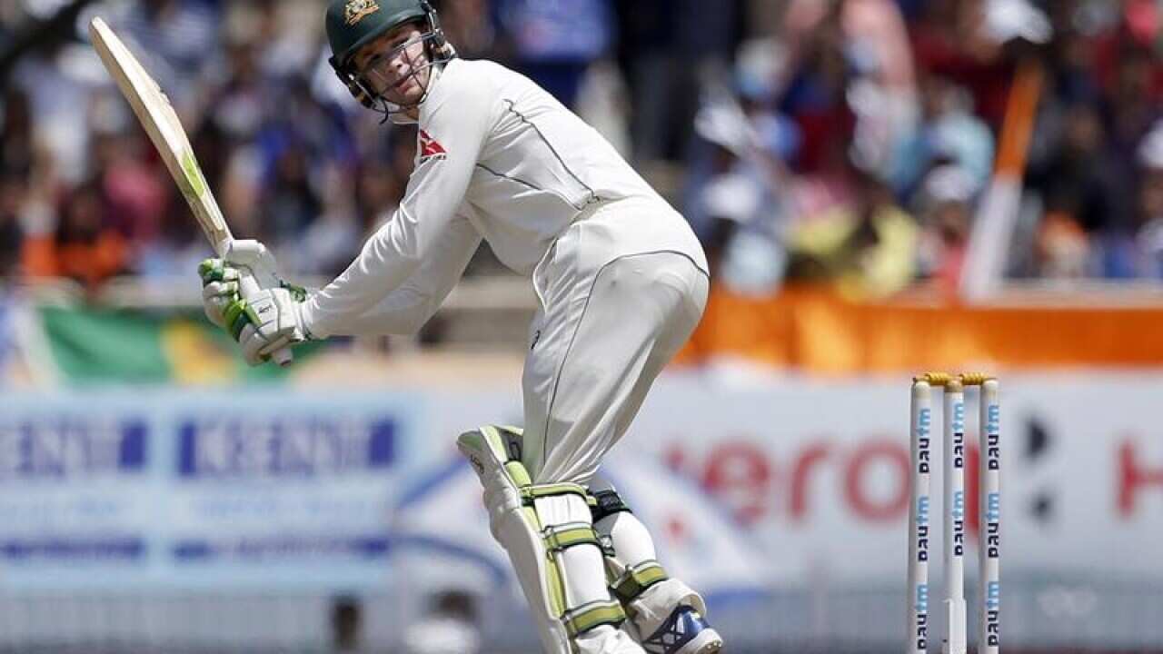 Australia's Peter Handscomb watches his shot