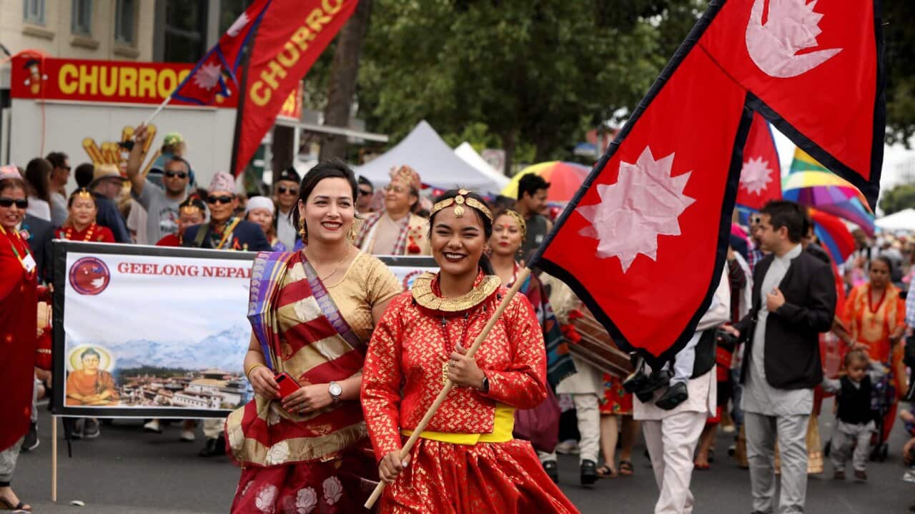 Nepali flag flies high in Pako Festa of Geelong in Australia