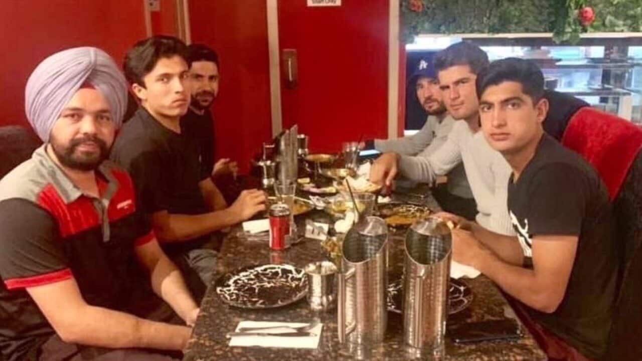 Lovepreet Singh with Pakistani cricket players