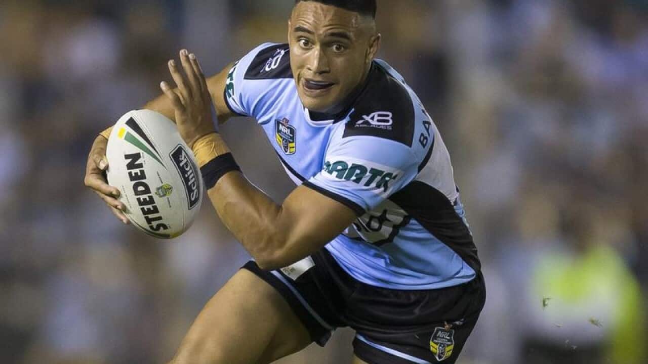 A file image of Valentine Holmes of the Cronulla Sharks in action.