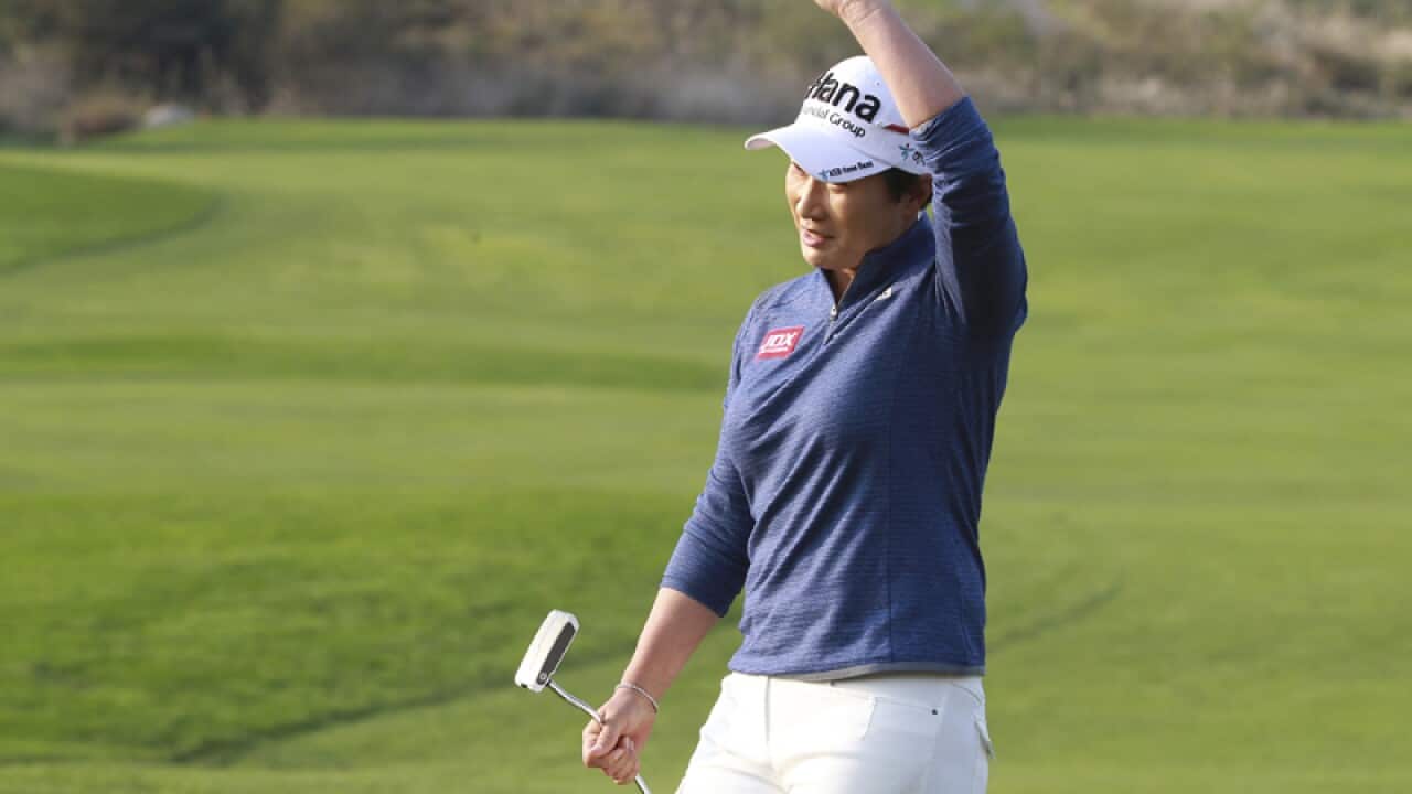 Se Ri Pak of South Korea waves, Incheon, South Korea