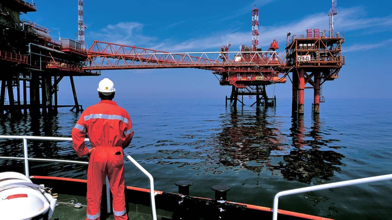 A file image of an offshore Italian oil rig