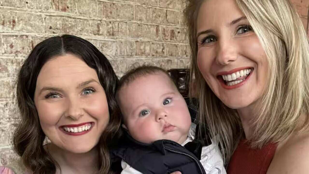 Two women and a baby