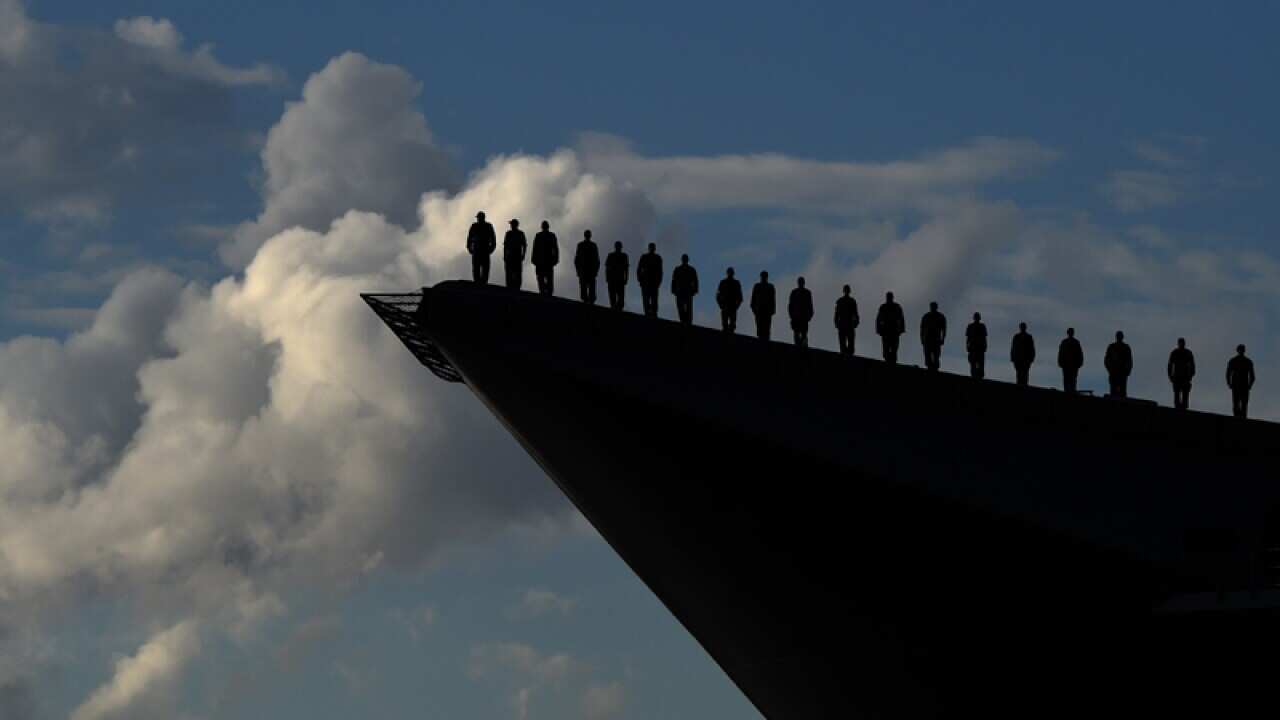 Crew onboard Australia's newest naval vessel HMAS Canberra
