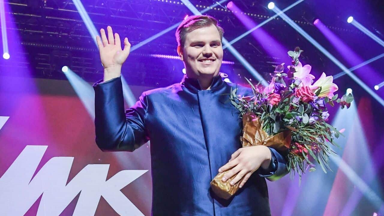 Aksel Kankaanranta poses during the 'Uuden Musiikin Kilpailu' in Tampere, Finland, 07 March 2020