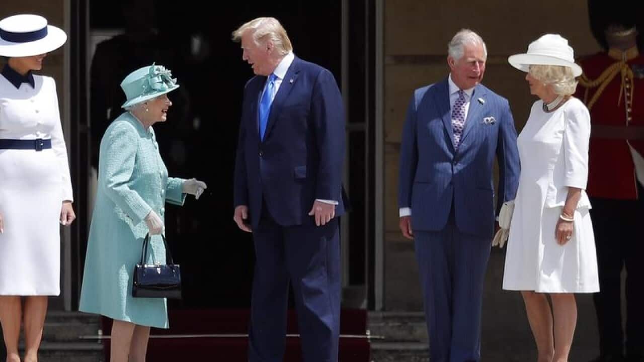 Donald Trump meets the Queen at Buckingham Palace.