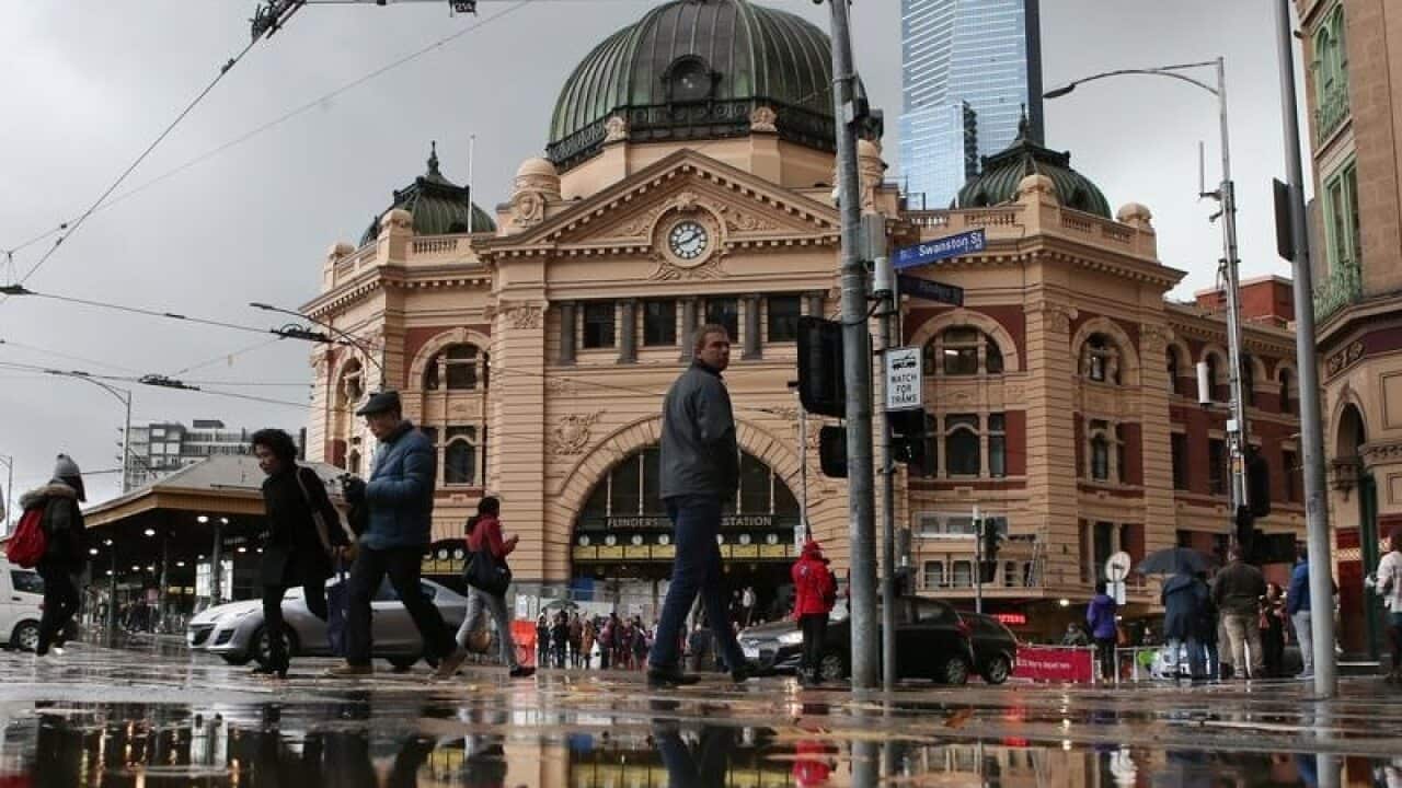 Pedestrians outside Flinders Street Station (file image)