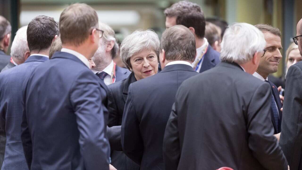 Theresa May in Brussels, Belgium.