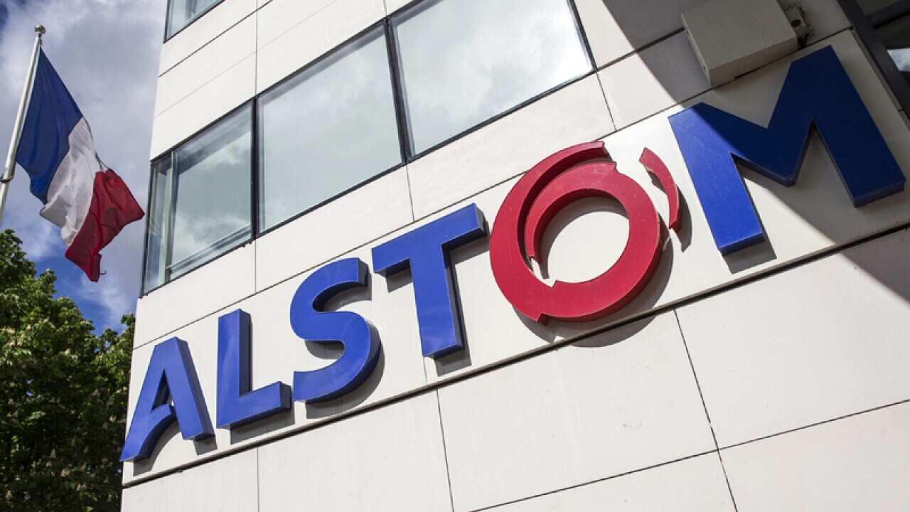 The logo of the French group Alstom