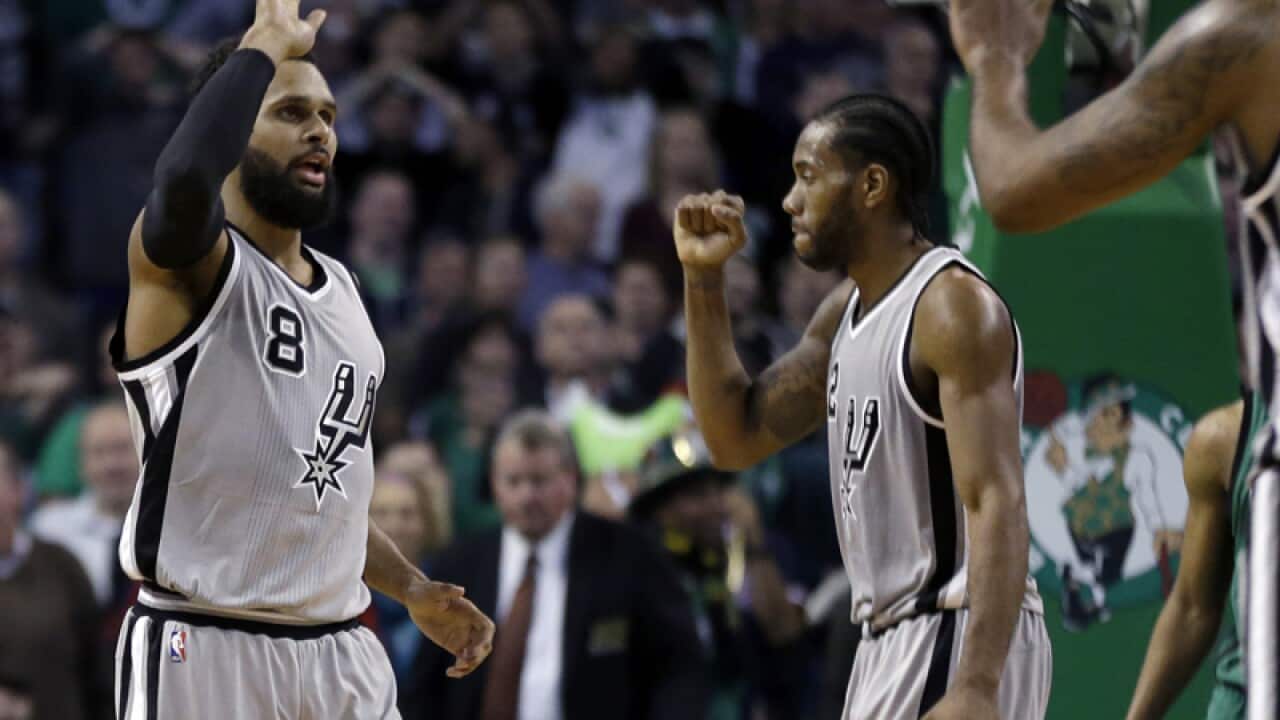 San Antonio Spurs guard Patty Mills (8)