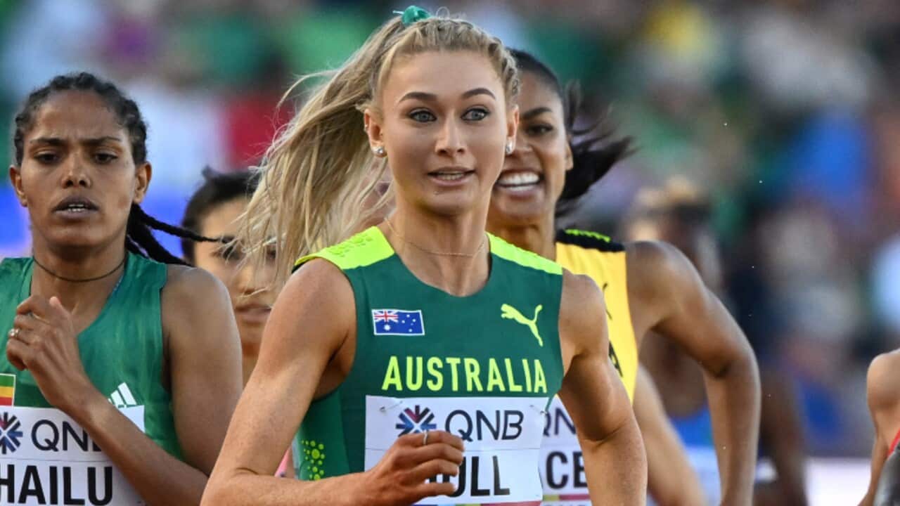 Jessica Hull of Australia during the 1500m race at the 2022 World Athletics Championships in Eugene