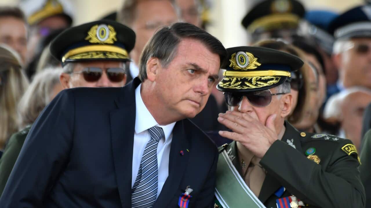 Brazilian President Jair Bolsonaro, with General Edson Leal Pujol, commander-in-chief of the army