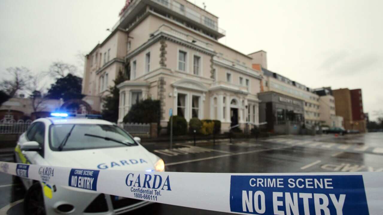 A Garda cordon outside the Regency Hotel in Dublin