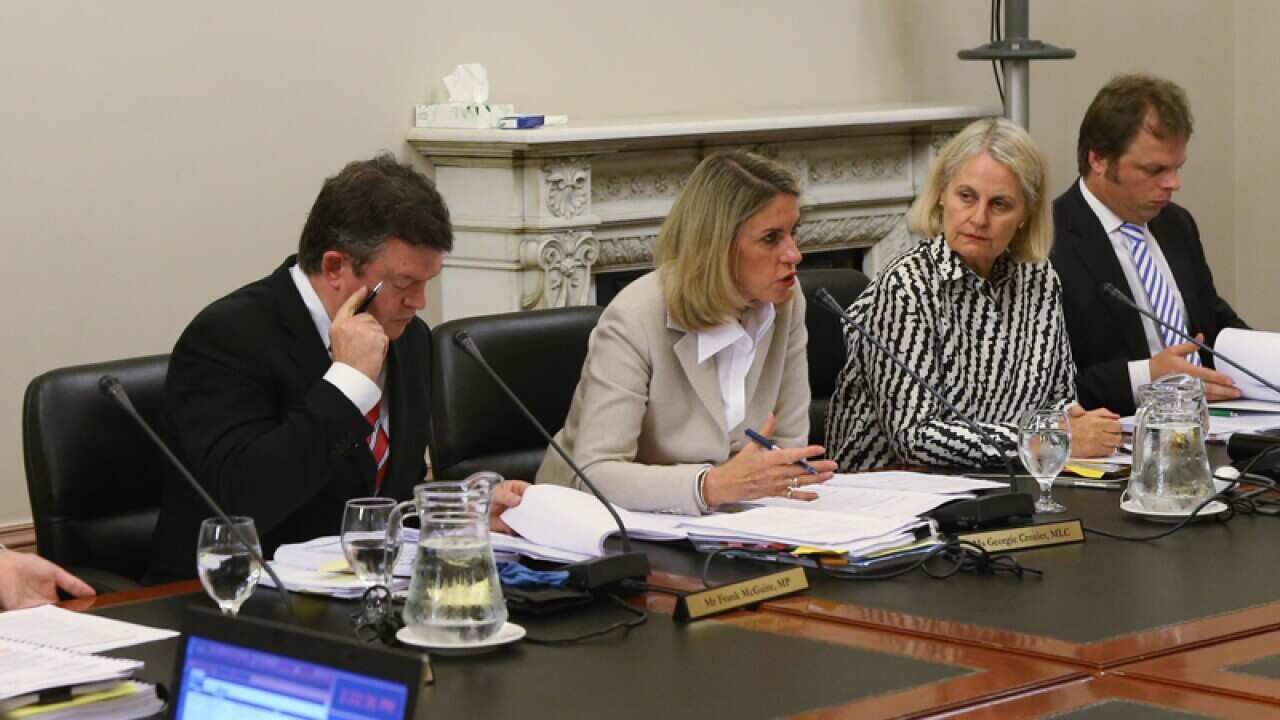 The panel at the Victorian parliamentary inquiry into child abuse