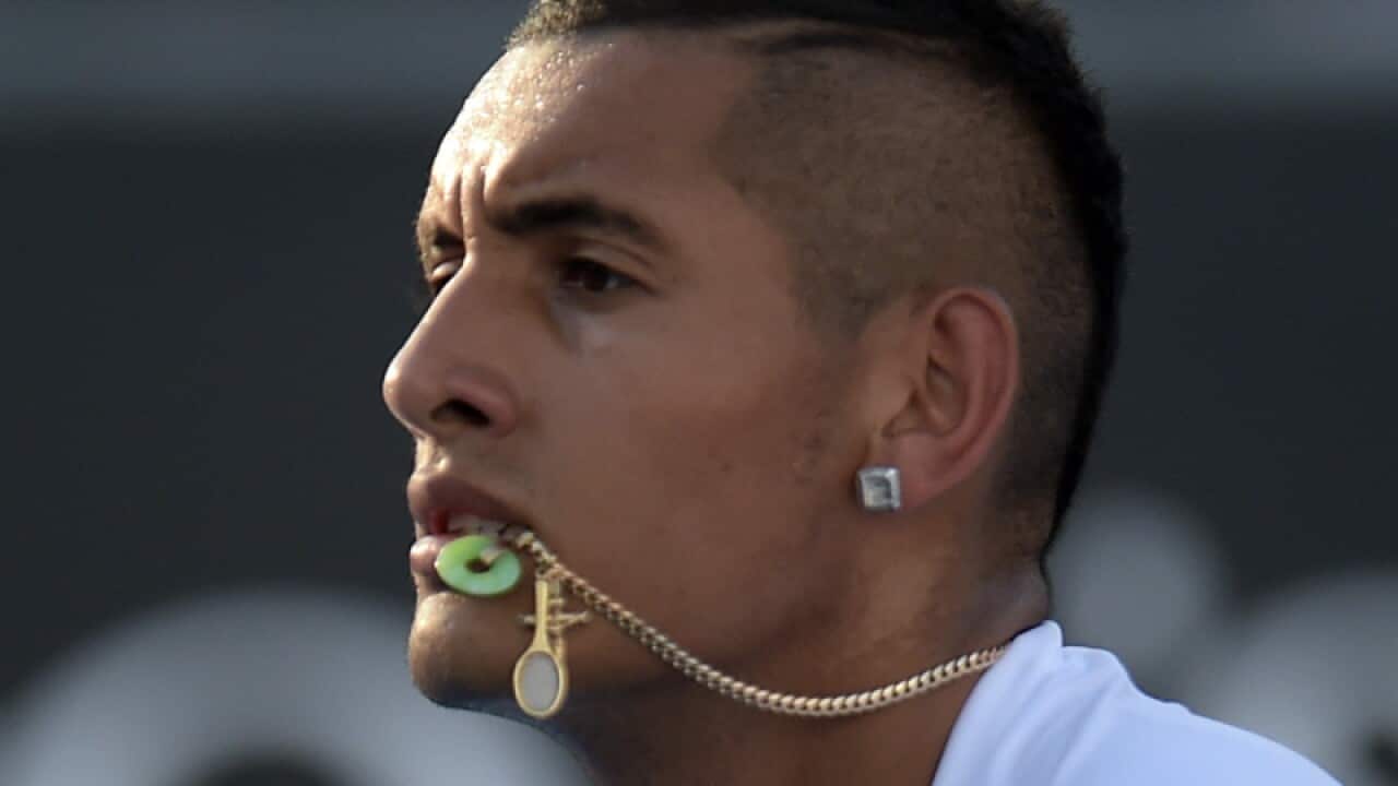 Nick Kyrgios (pic) of Australia plays Ivo Karlovic of Croatia