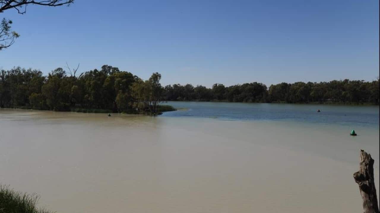The Darling River meets the Murray River at the town of Wentworth.